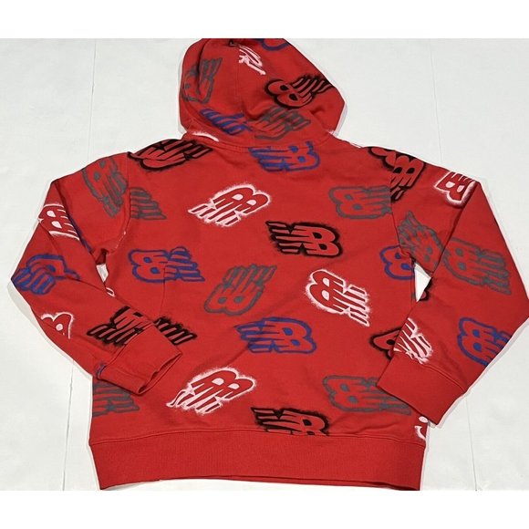 Kid’s Youth Red Pullover Red Hoodie Sweatshirt NB Graffiti Design Medium (10/12) - Picture 9 of 16